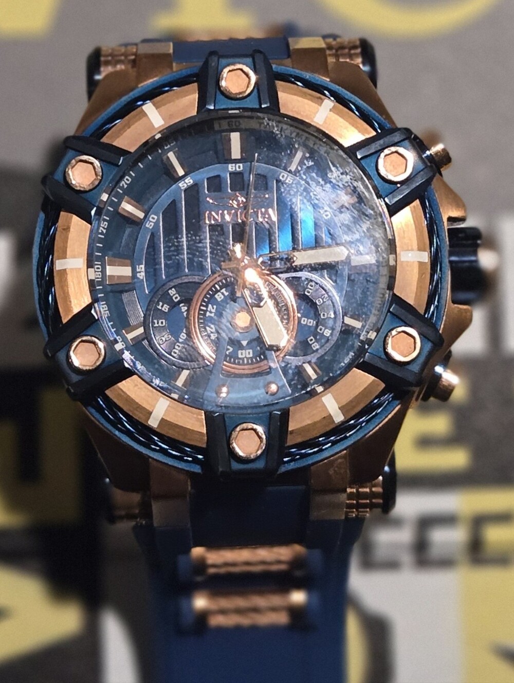 Invicta Blue and Rose Gold Sport Chronograph Watch